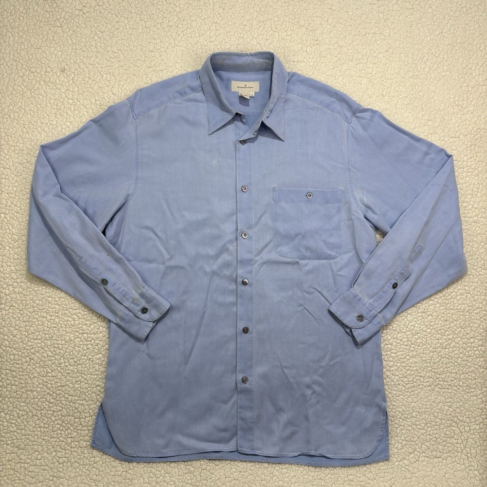 Ermenegildo Zegna Shirt Mens M Long Sleeve Button Down Italy Cotton Rayon Blend